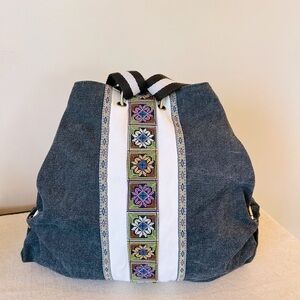 Boho Canvas Backpack\Tote with Brass Hardware